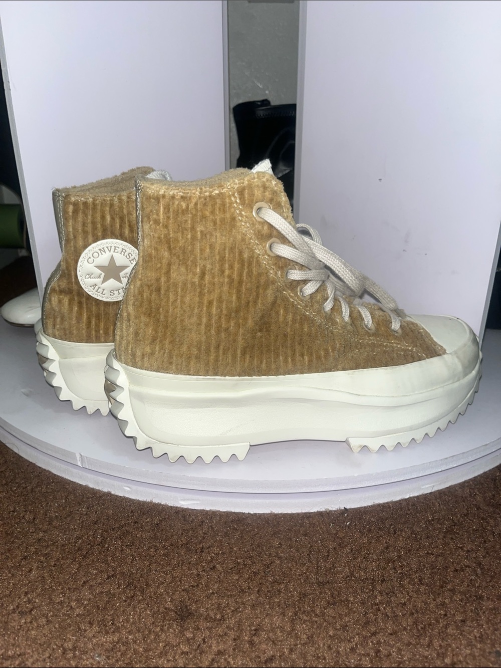 Converse Run Star Hike High-Top Sneaker in Tan Corduroy - Picture 1 of 5
